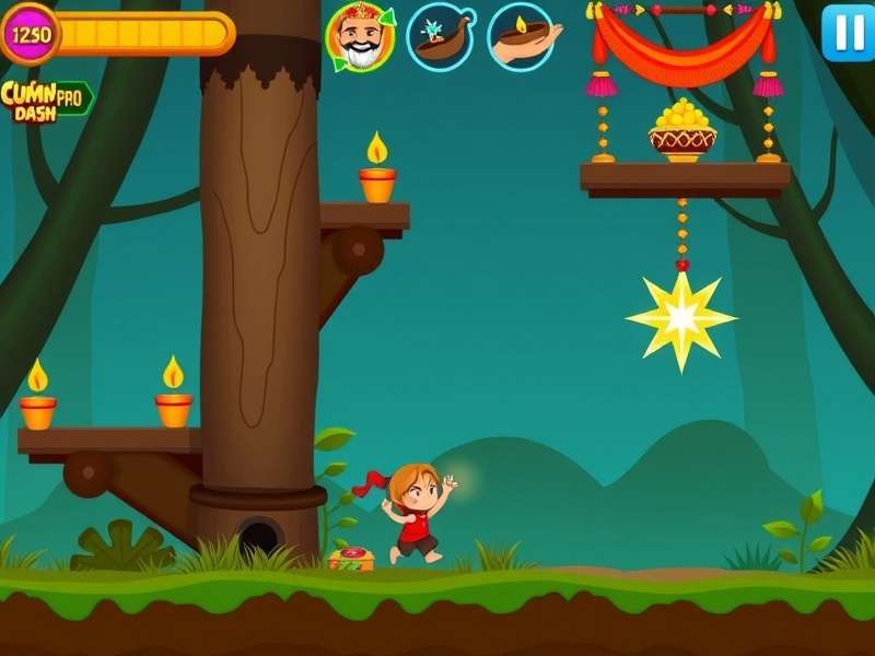 Cumin Dash Pro gameplay screenshot showing Indian-themed levels